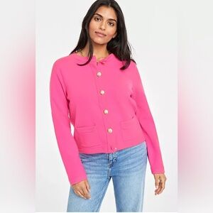 ON•34TH
Women's Milano Crewneck Cardigan Fuchsia Crew Neck jacket Sweater